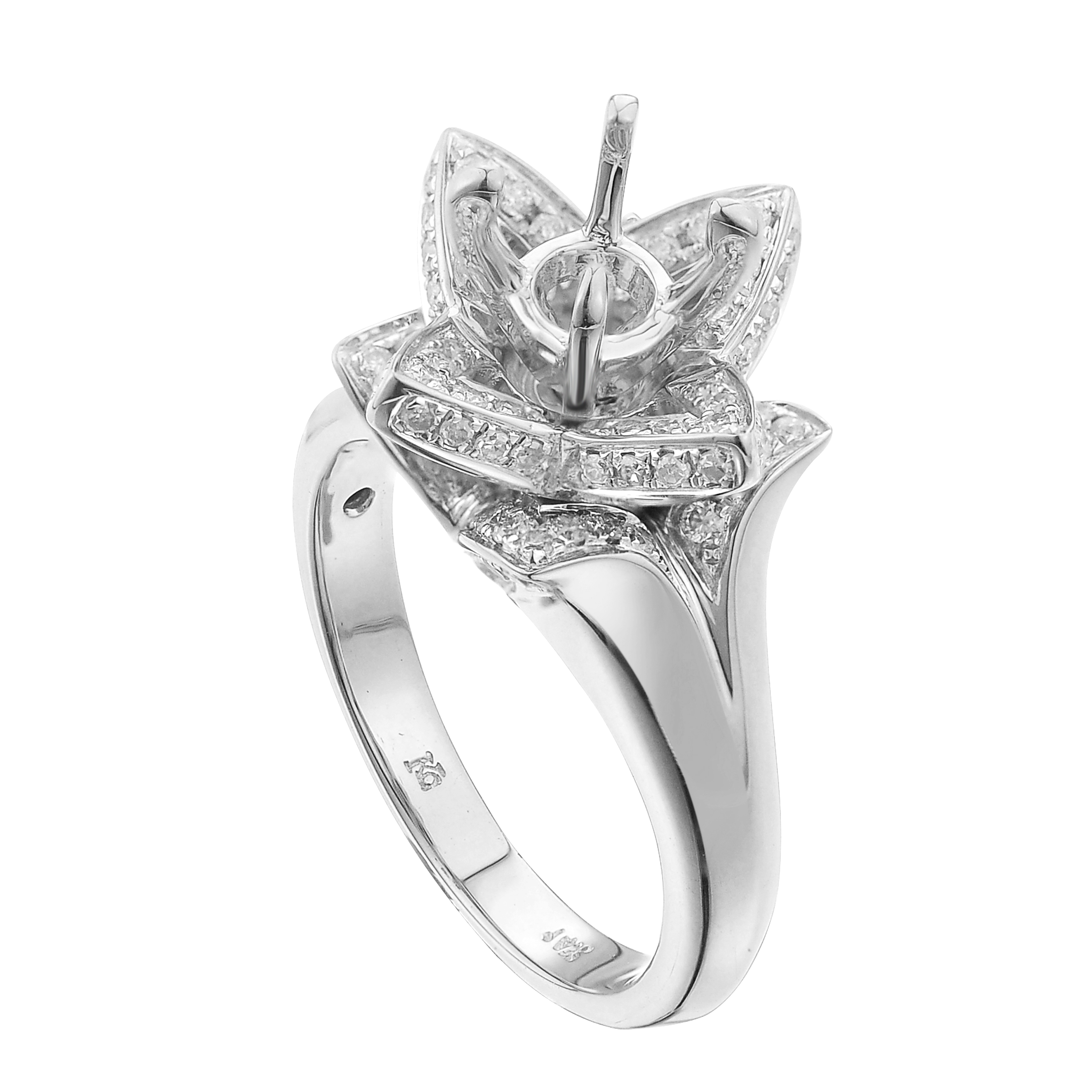Diamond Engagement Mounting Ring  0.88 ct. 14K White Gold